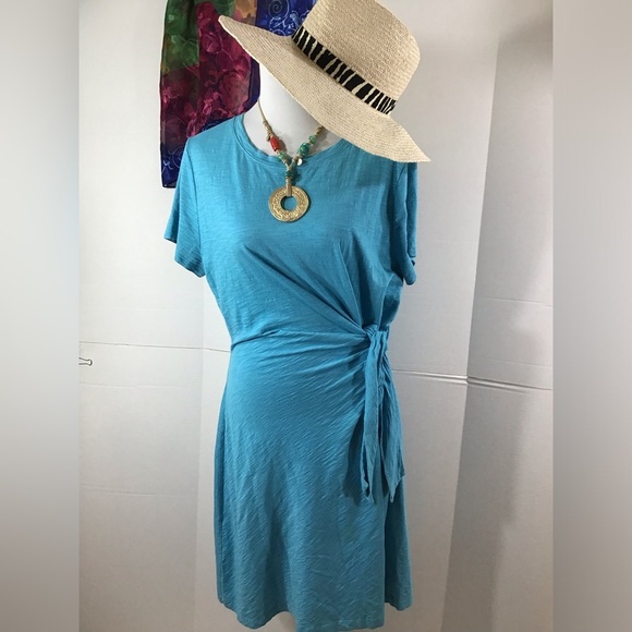 Chico's Dresses & Skirts - Chico’s blue tee shirt dress with side tie L12/14